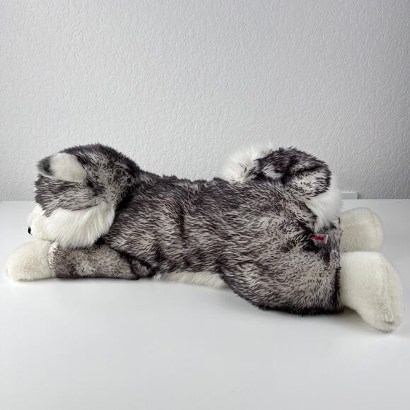 Vintage Aurora Super Flopsies Mush 28" Husky Dog Gray Plush Blue Eyes 2008 Jumbo - Picture 8 of 13